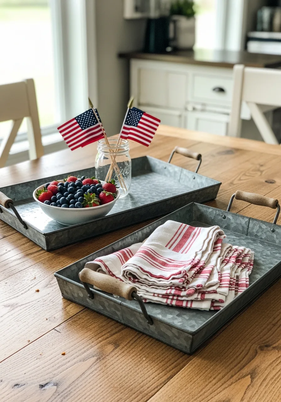 15. Galvanized Serving Trays