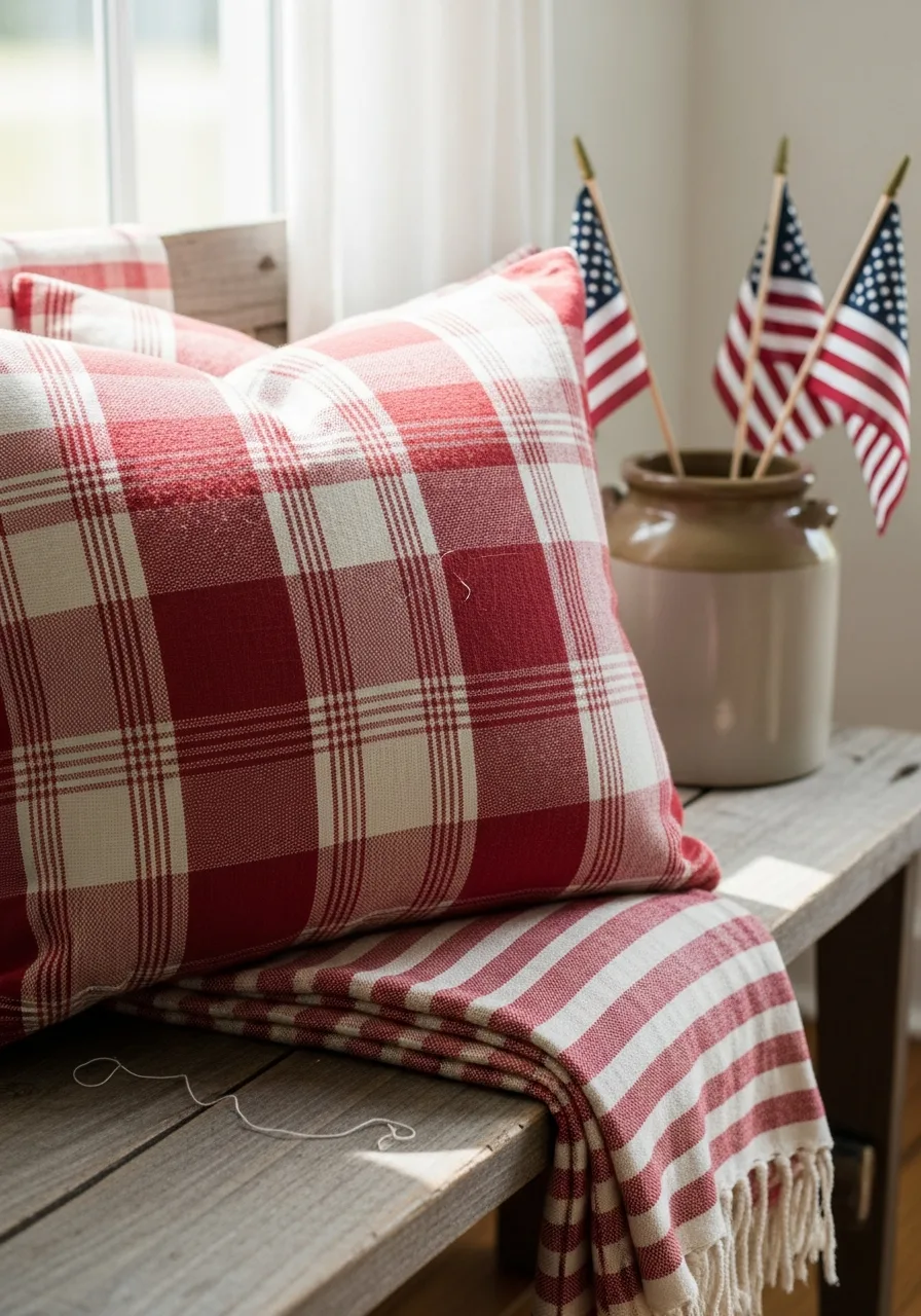35. Red Ticking Stripe Fabric