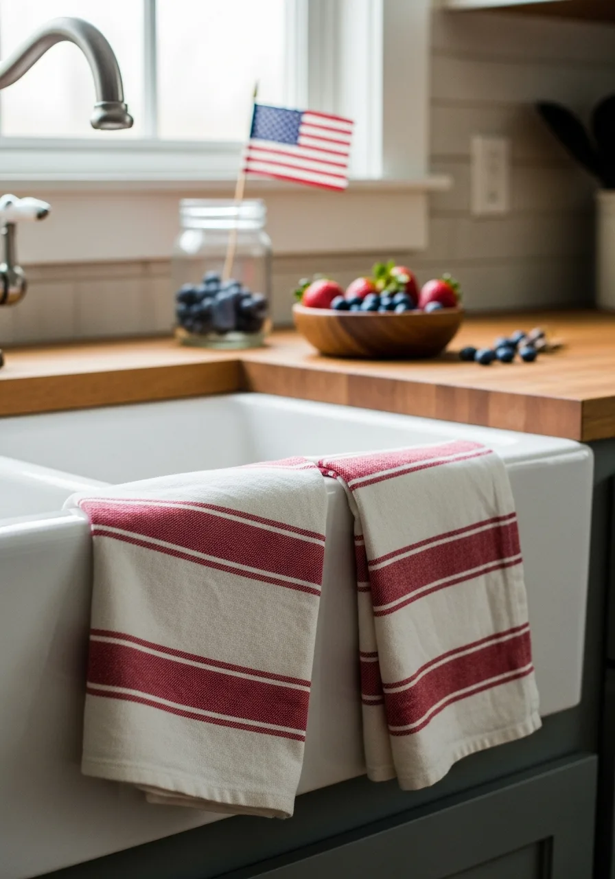 8. Red Striped Dish Towels