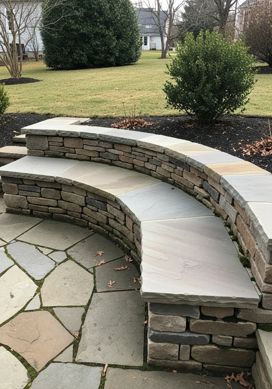 10. Built In Stone Benches
