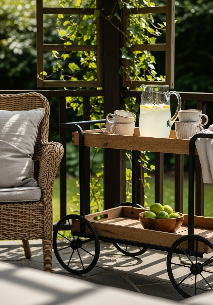 10. Rolling Outdoor Serving Cart