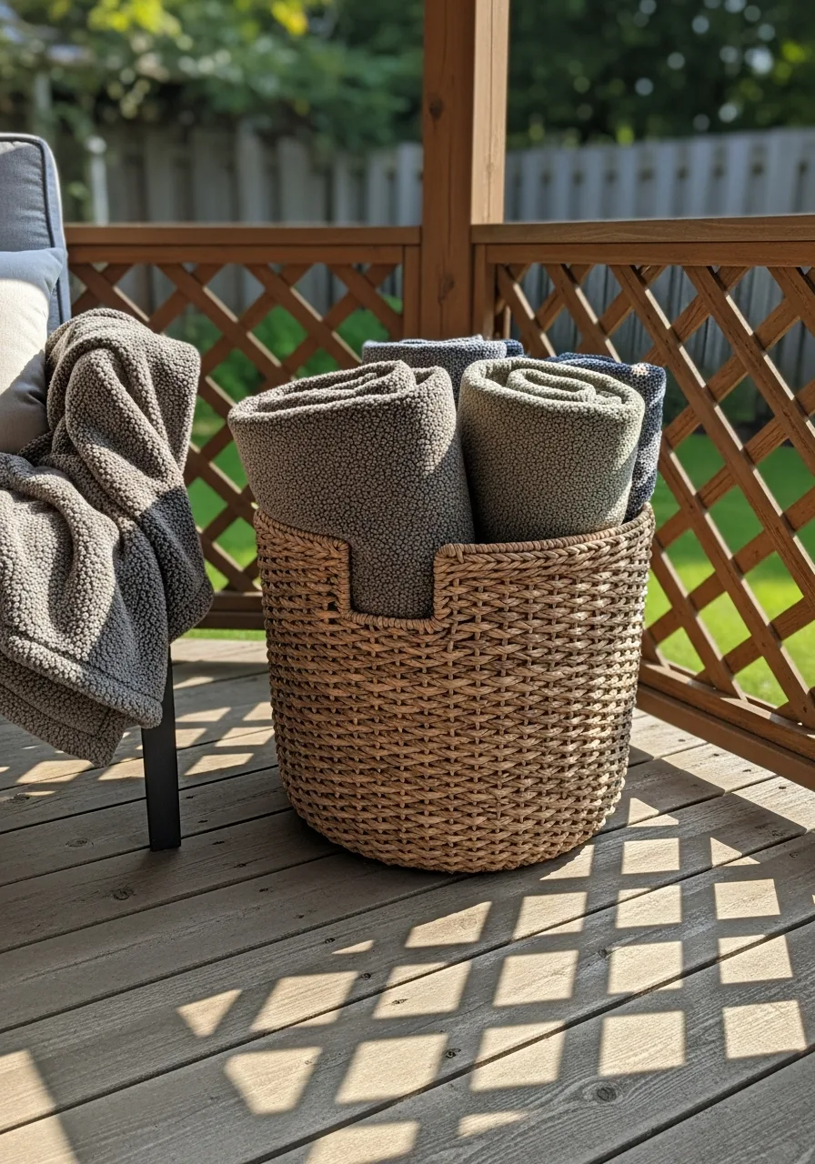 34. Weatherproof Blanket Basket