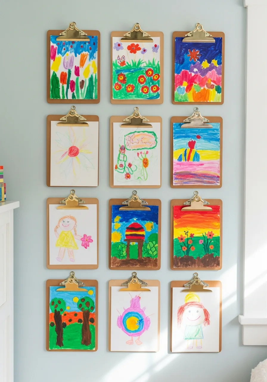 31. Hanging Art Clipboards