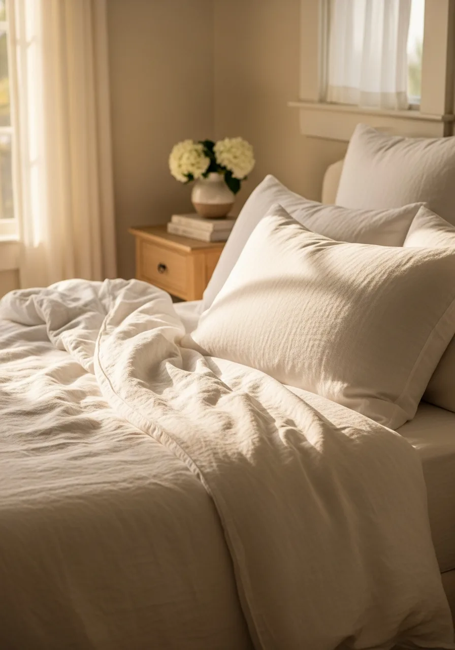 1. Classic White Linen Bedding