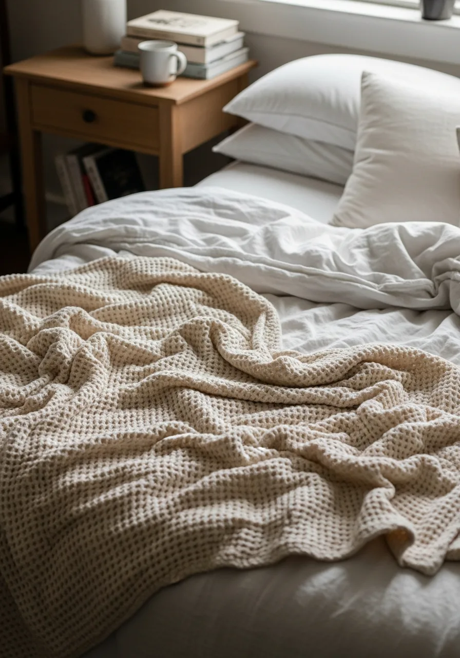14. Waffle Weave Bed Blanket