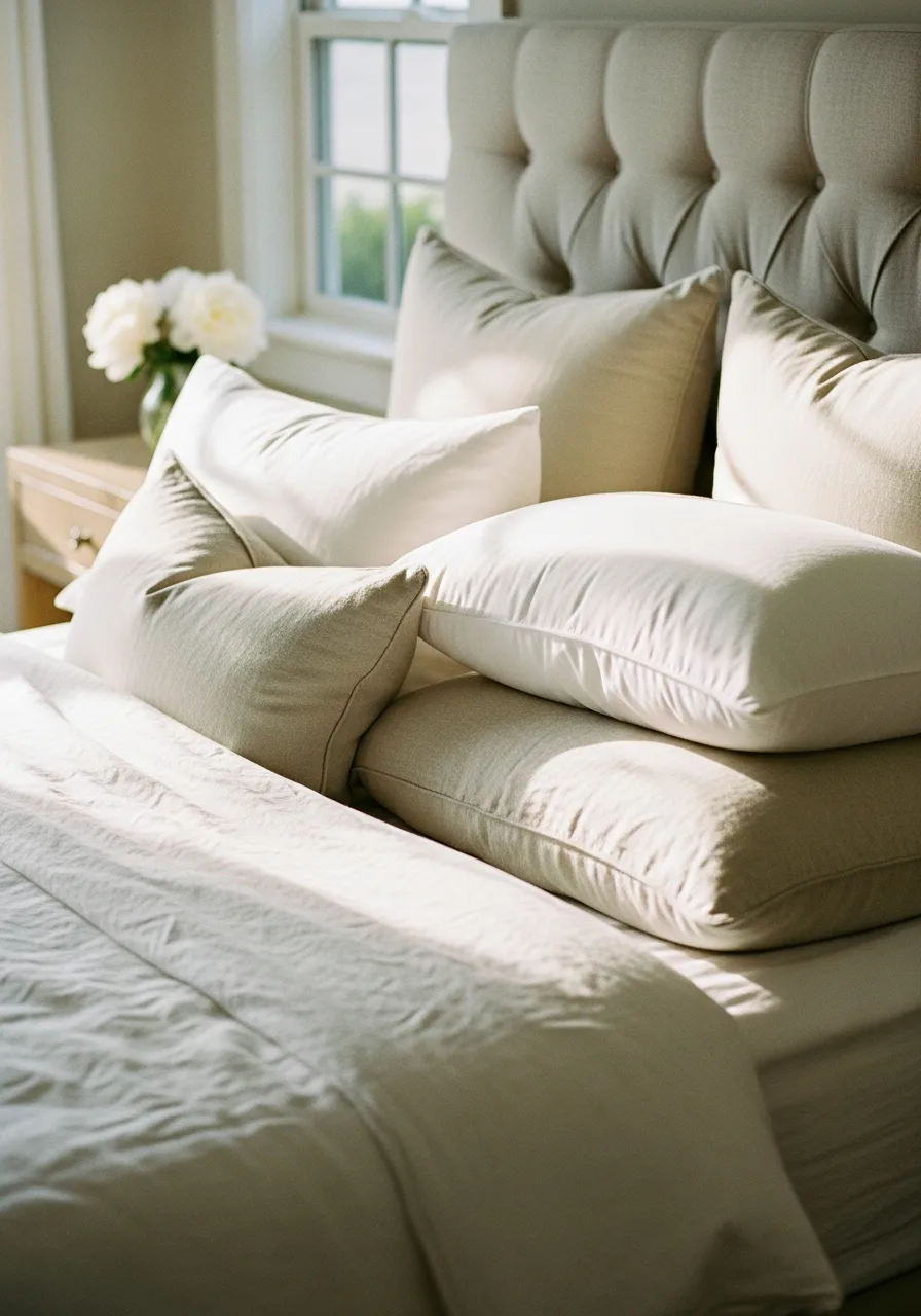 8. Stacked Bed Pillows