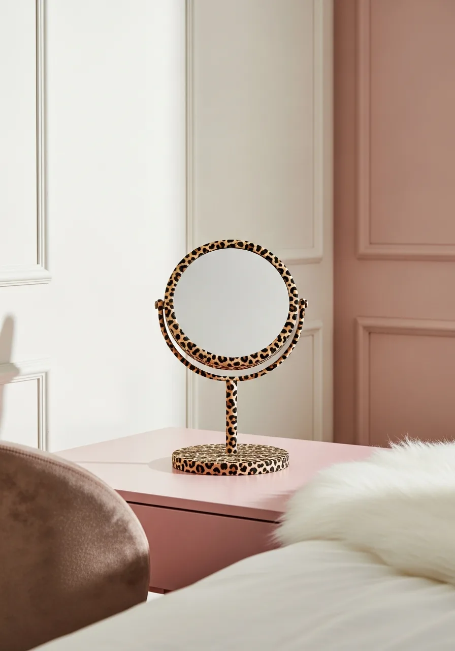 36. Cheetah Print Tabletop Mirror