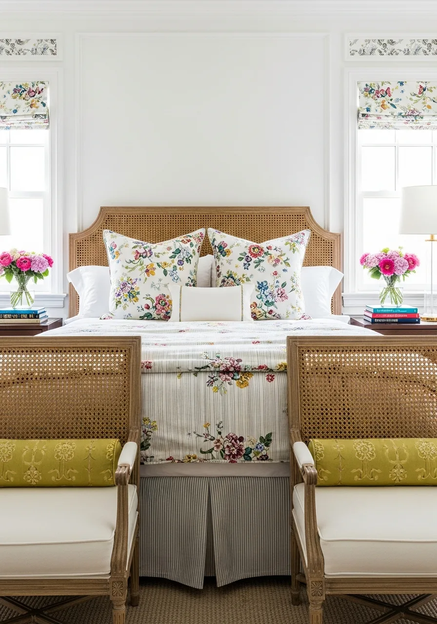 22. Cane Panel Accent Chairs