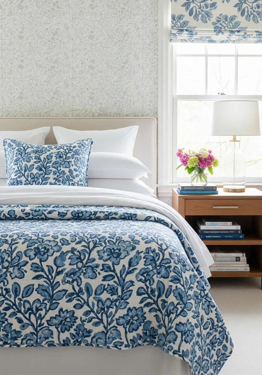 39. Floral Block Print Quilts