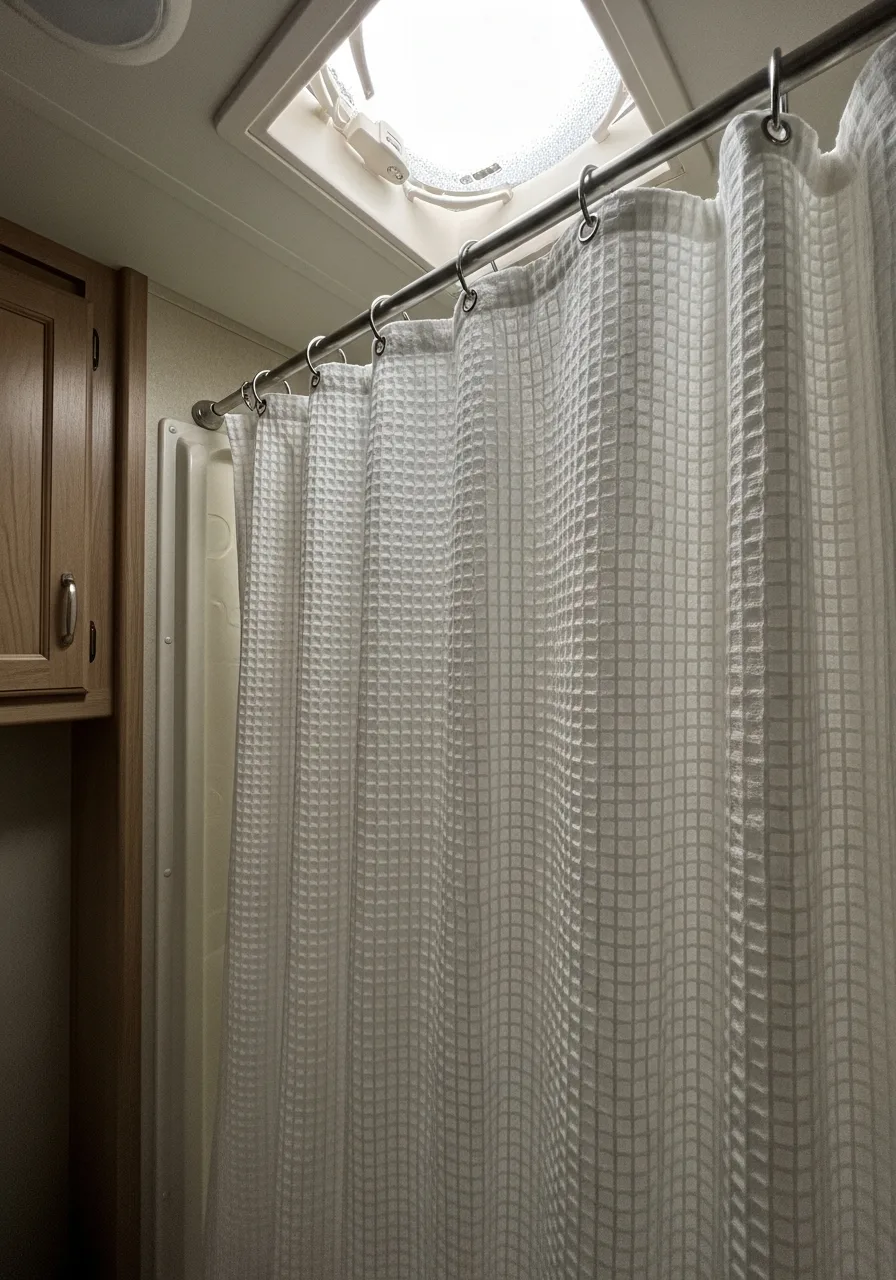 36. Waffle Weave Shower Curtain