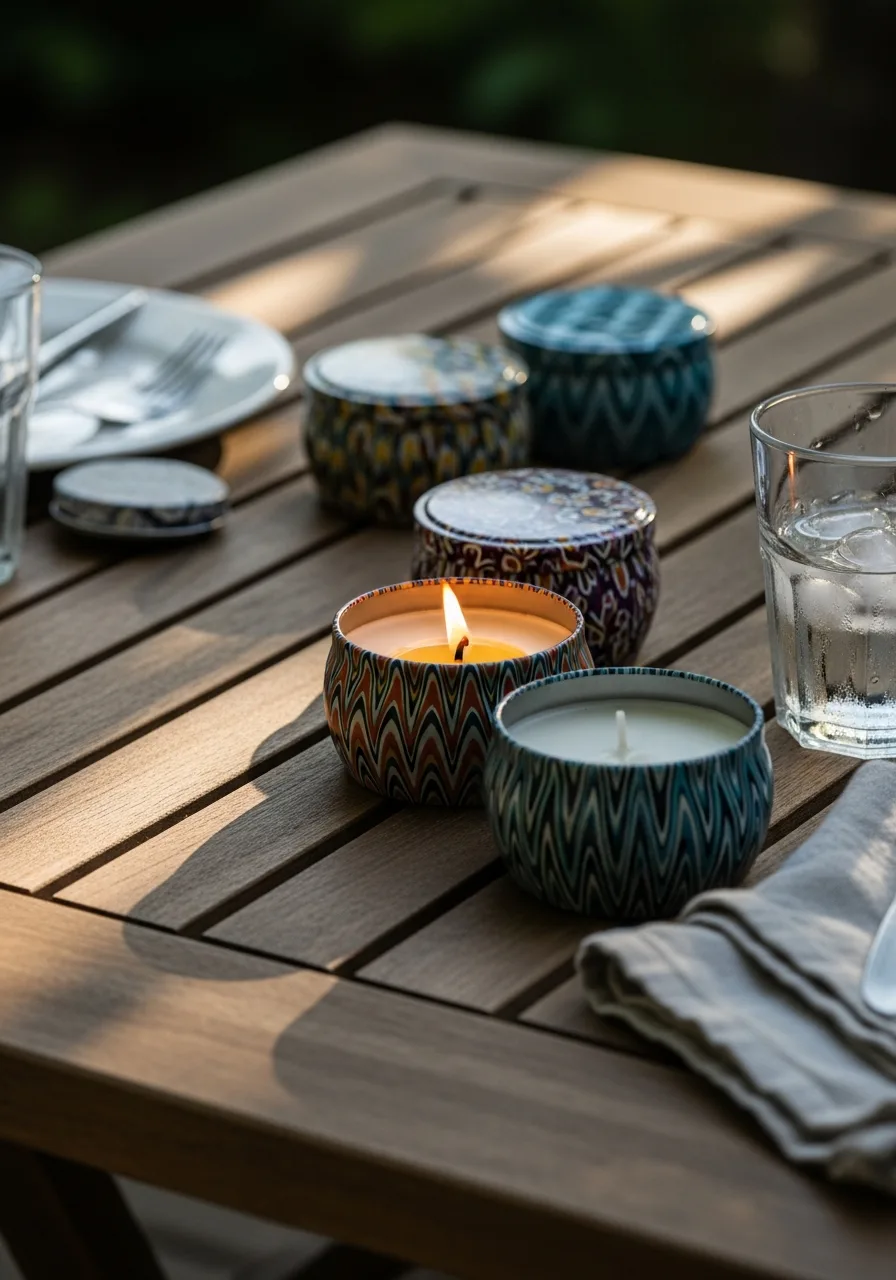 16. Decorative Citronella Candle Tins