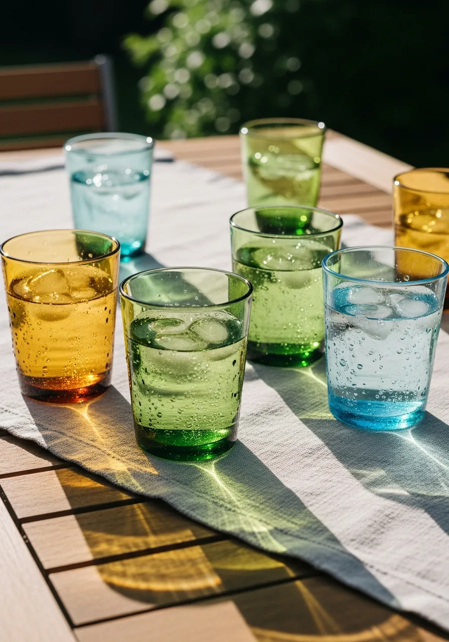19. Colored Glass Water Tumblers