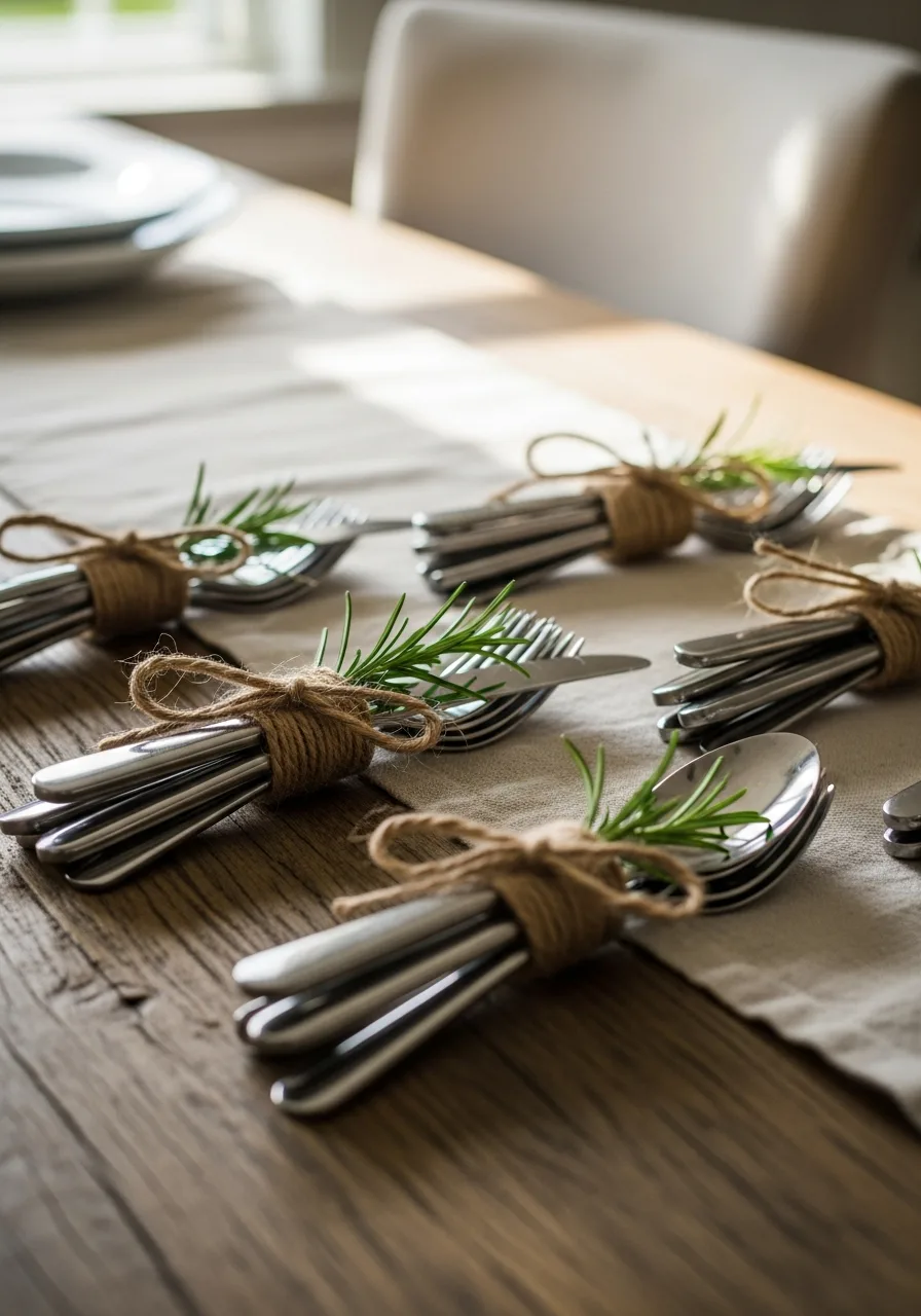 24. Twine Tied Silverware Bundles