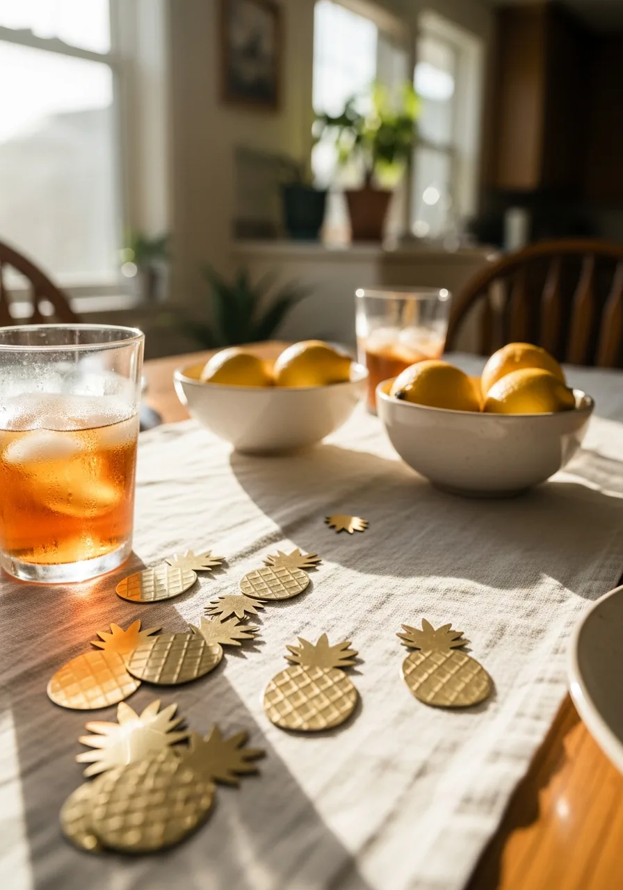 25. Gold Pineapple Table Motifs