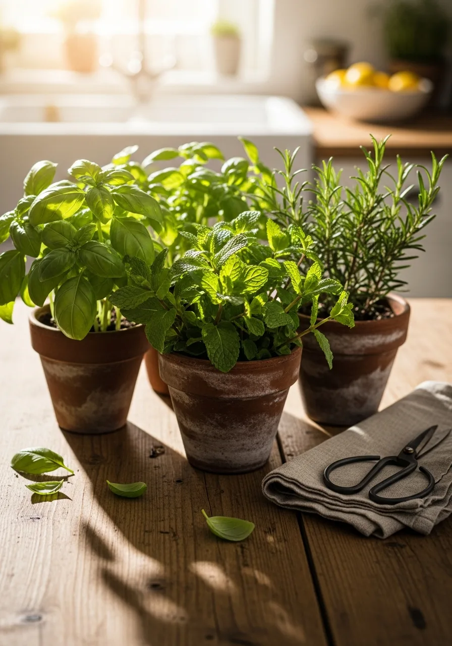 3. Potted Kitchen Herb Clusters
