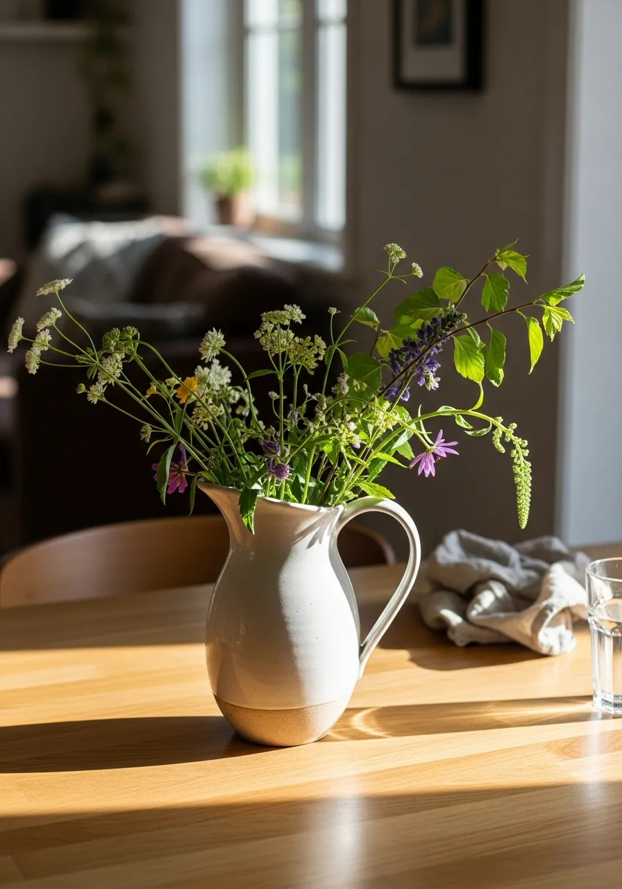 32. White Ceramic Pitcher Vase