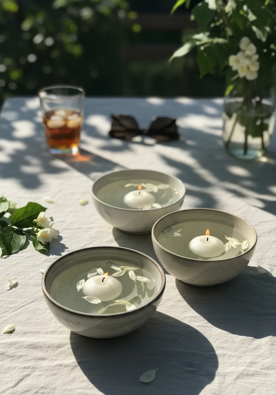 50. Floating Candle Water Bowls