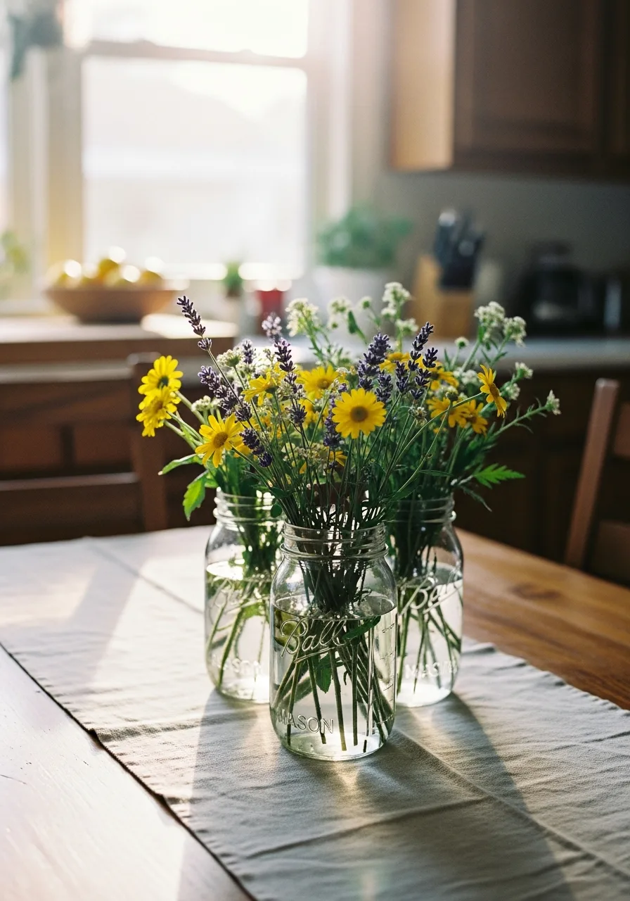 8. Mason Jar Flower Vases
