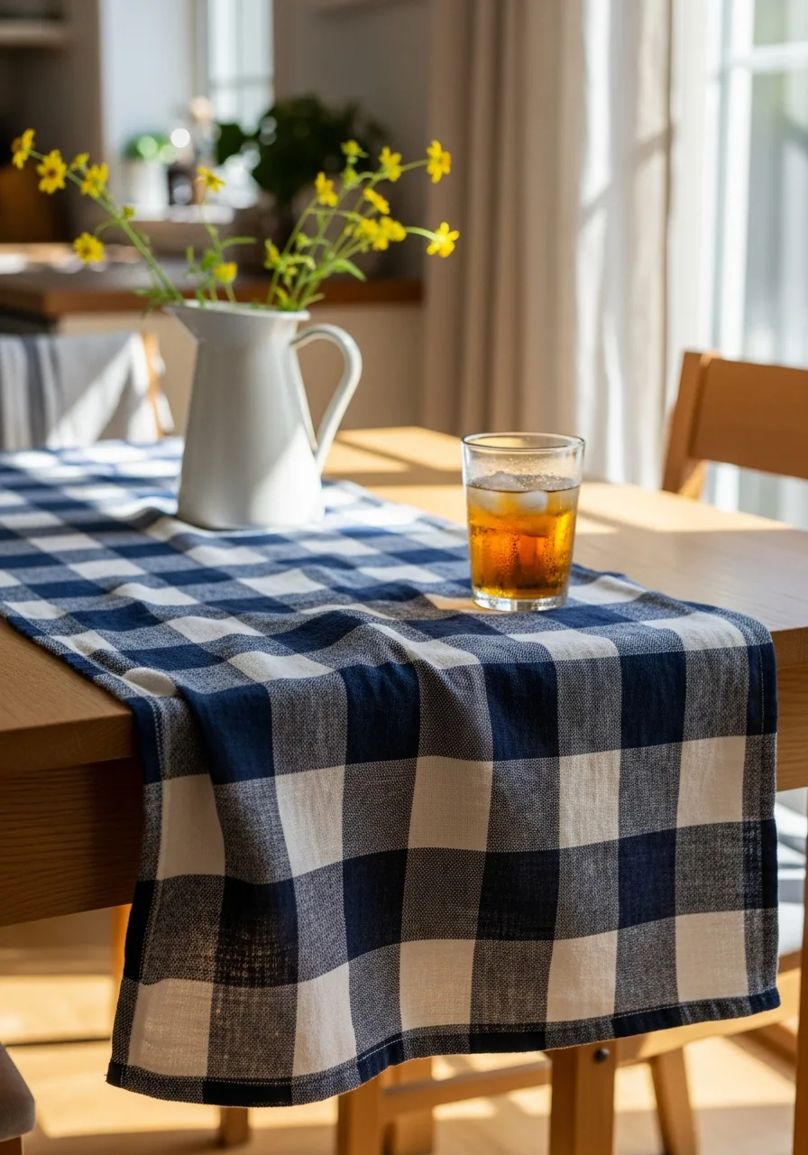 9. Gingham Check Table Runner