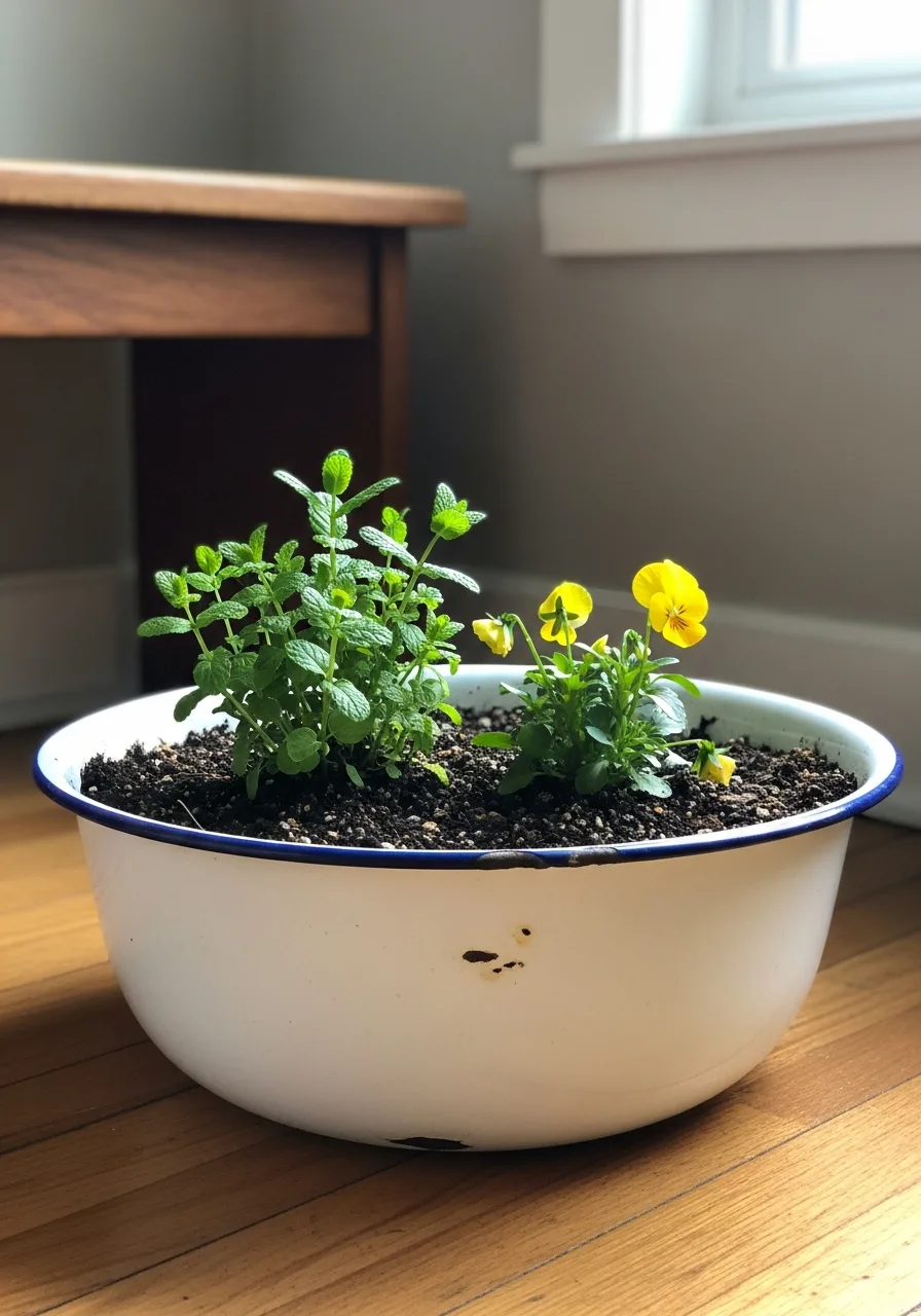 6. Vintage Enamel Basin