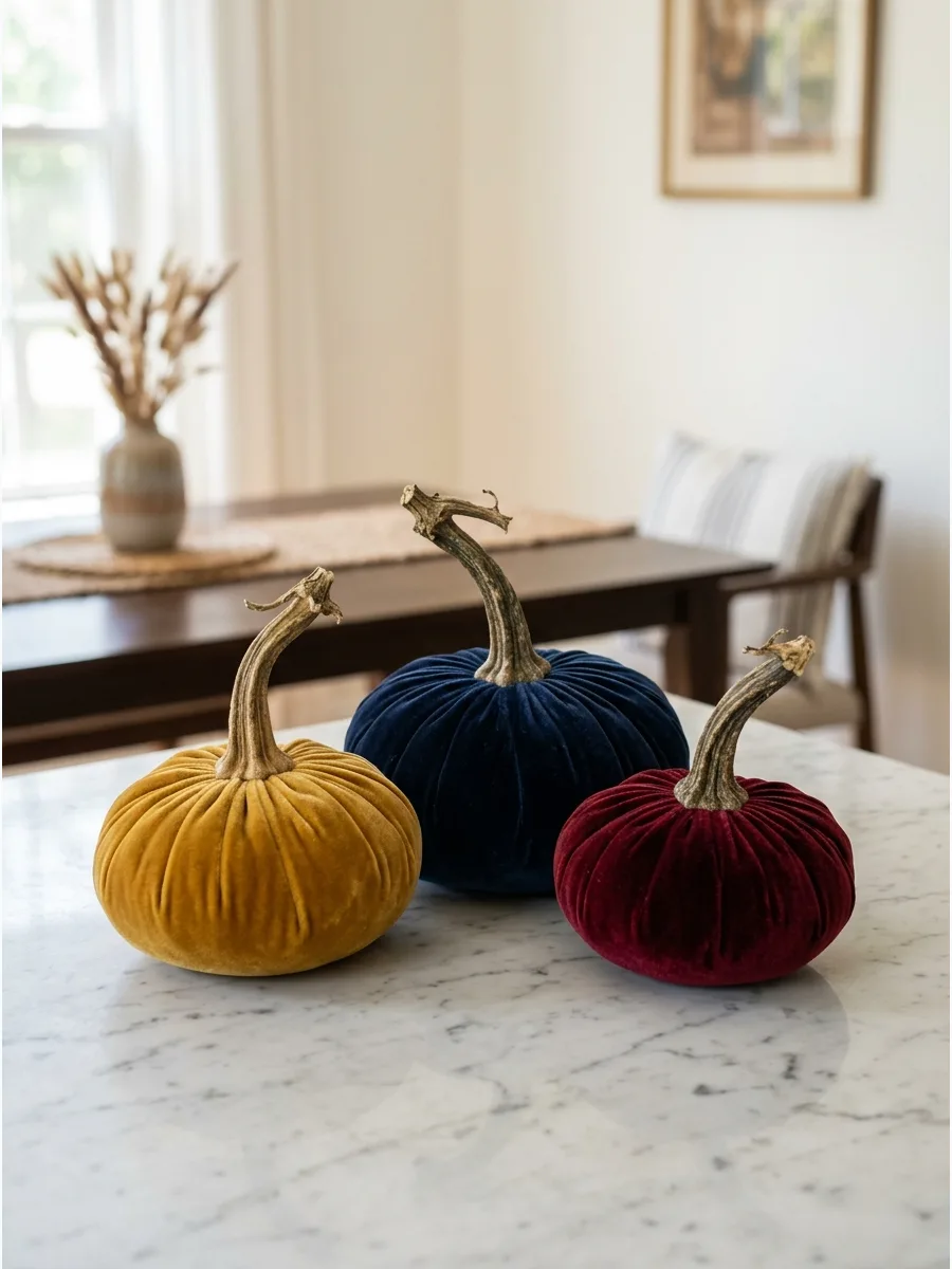 13. Velvet Fabric Pumpkins