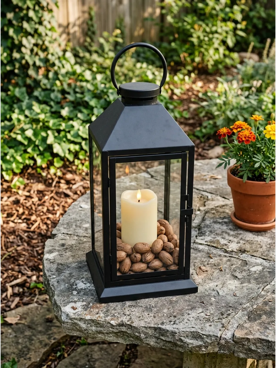 20. Pecan Filled Metal Lanterns