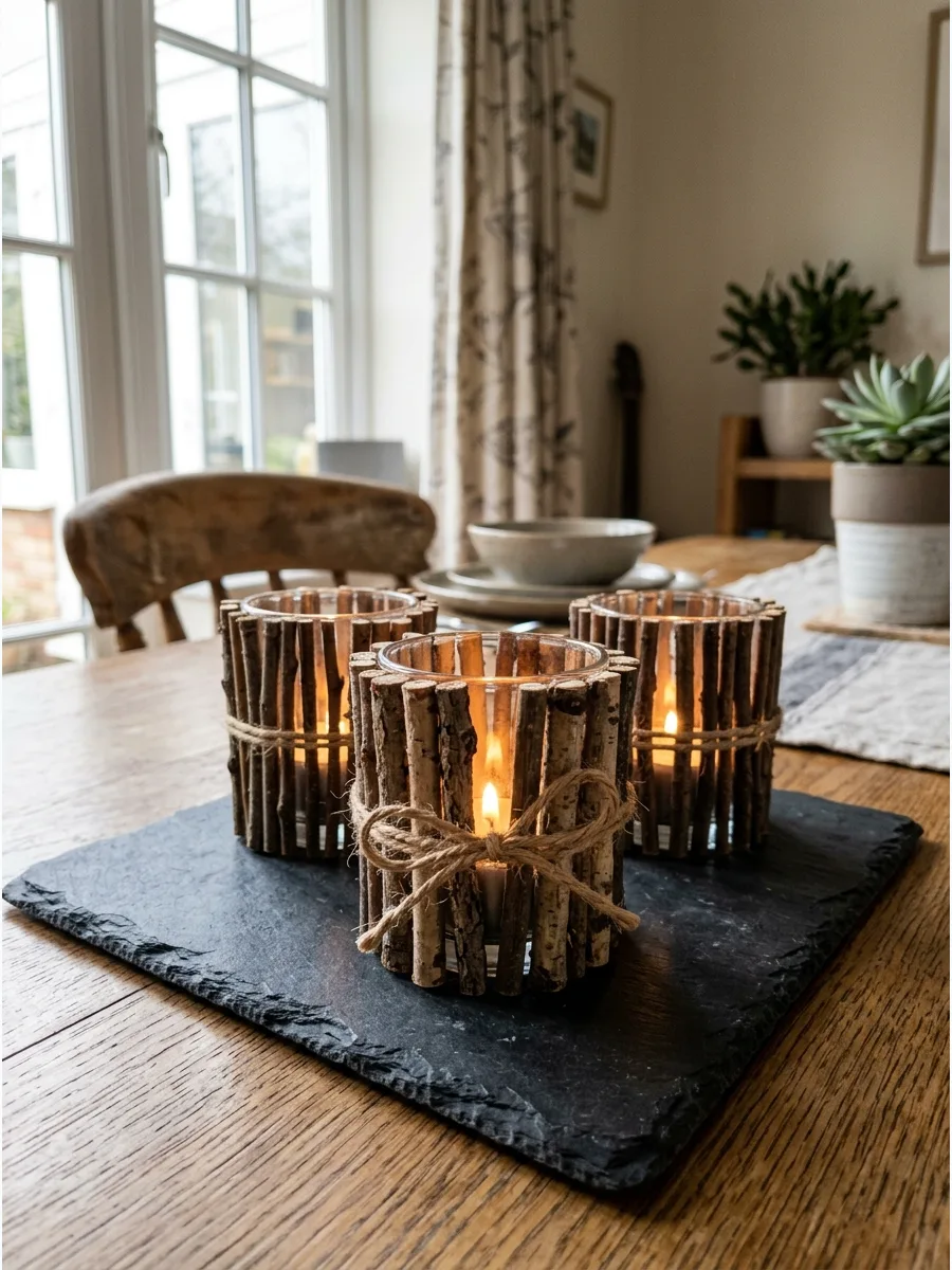 22. Twig Wrapped Votive Holders