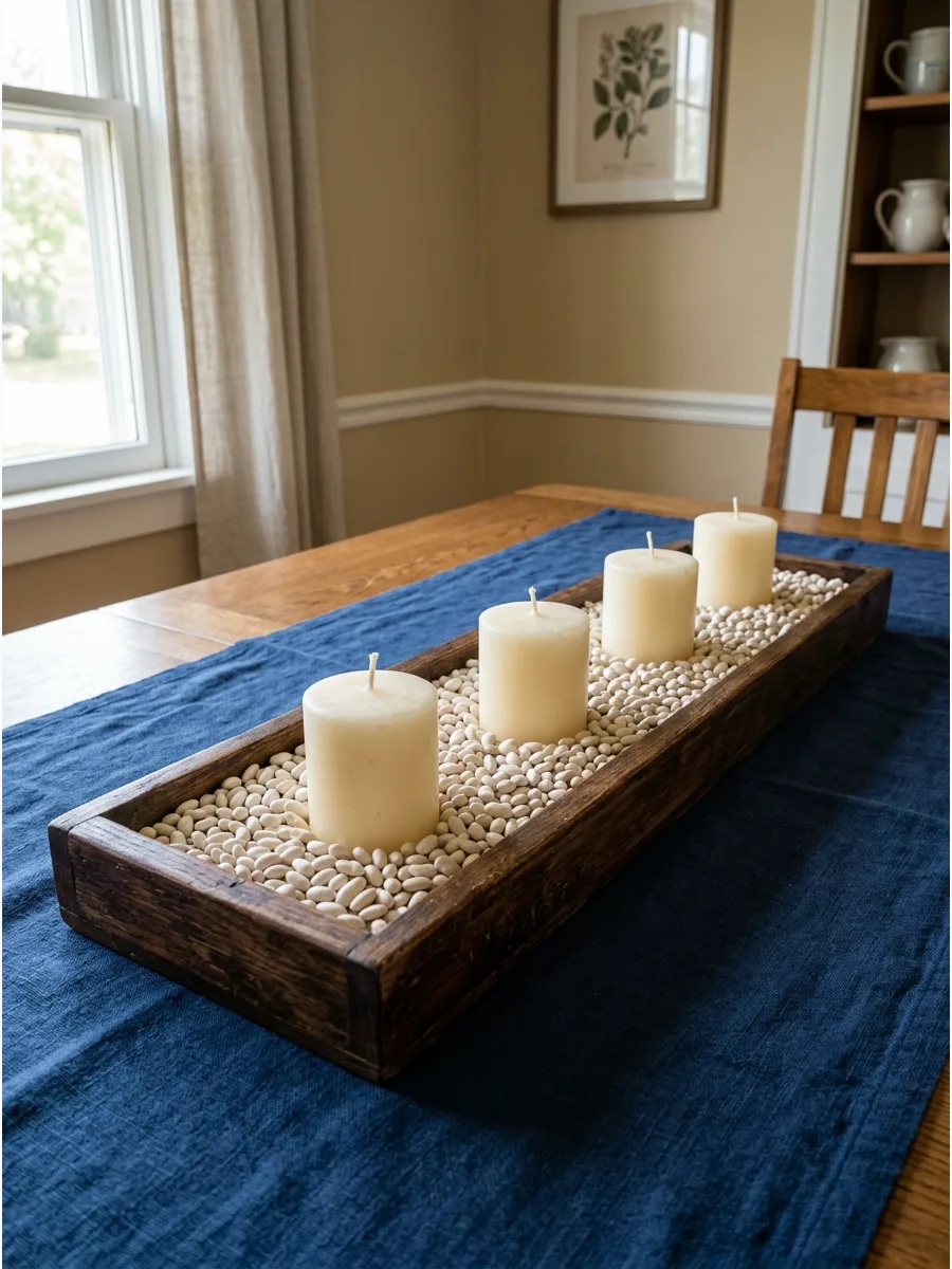 24. White Bean Candle Tray
