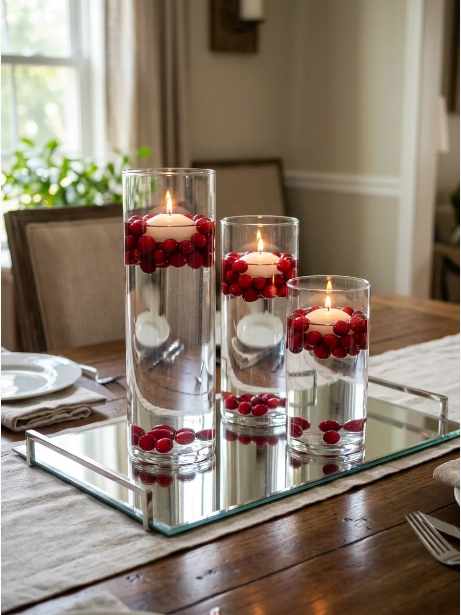 26. Floating Cranberry Glass Vases