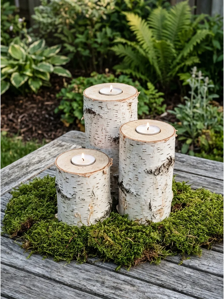 28. Birch Log Tealight Trio