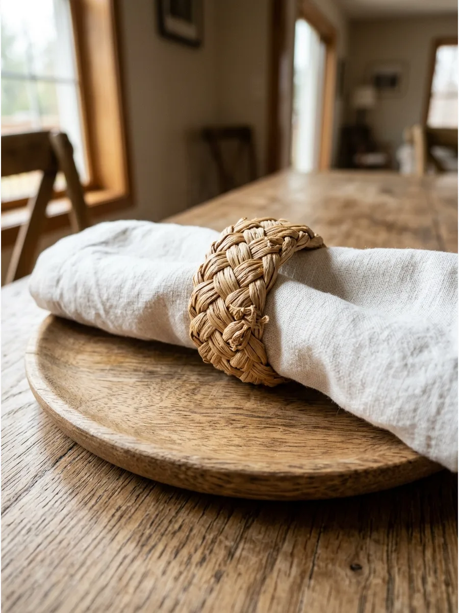 36. Braided Raffia Napkin Rings