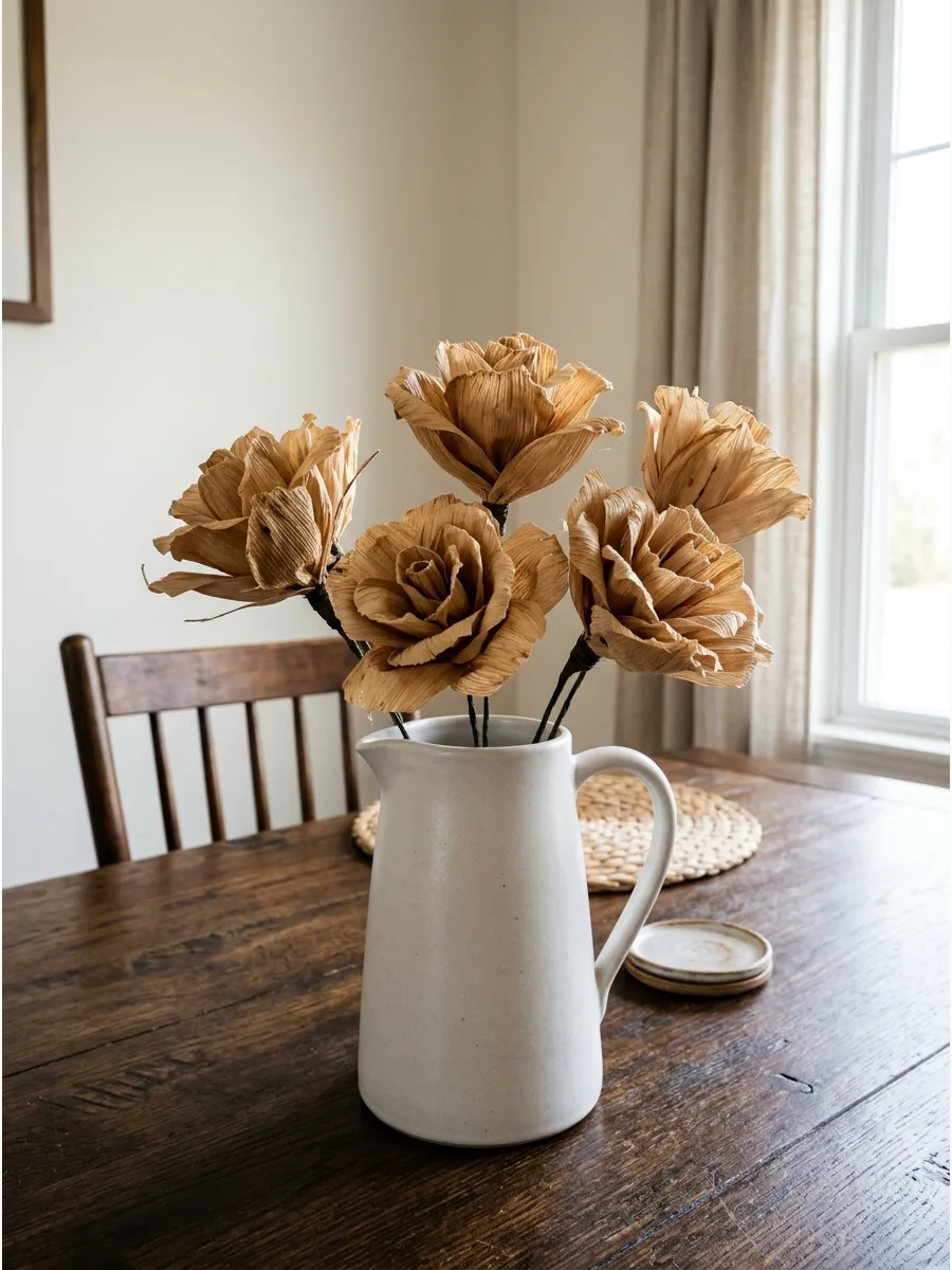46. Handcrafted Corn Husk Blooms