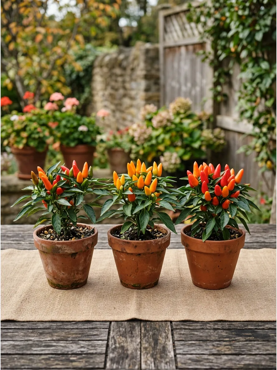 47. Potted Ornamental Pepper Display