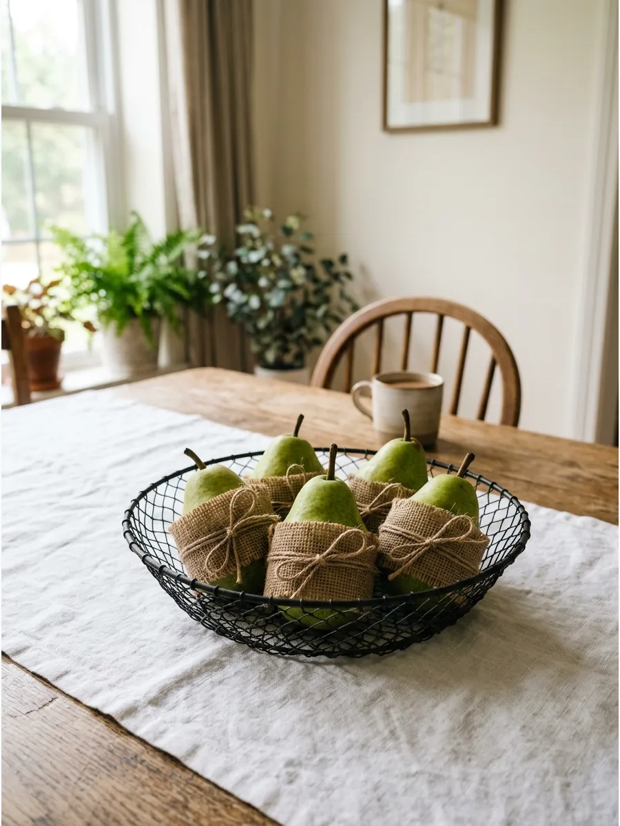 49. Burlap Wrapped Pear Basket