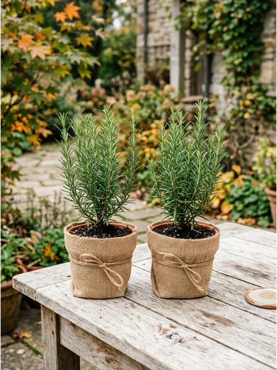 9. Burlap Wrapped Herb Pots