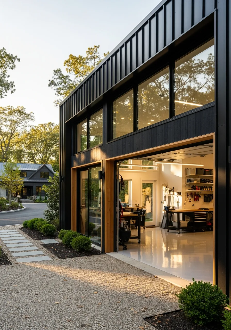 20. Bold Black Exterior Garage