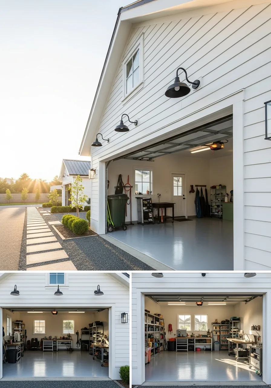 21. Clean White Garage Design