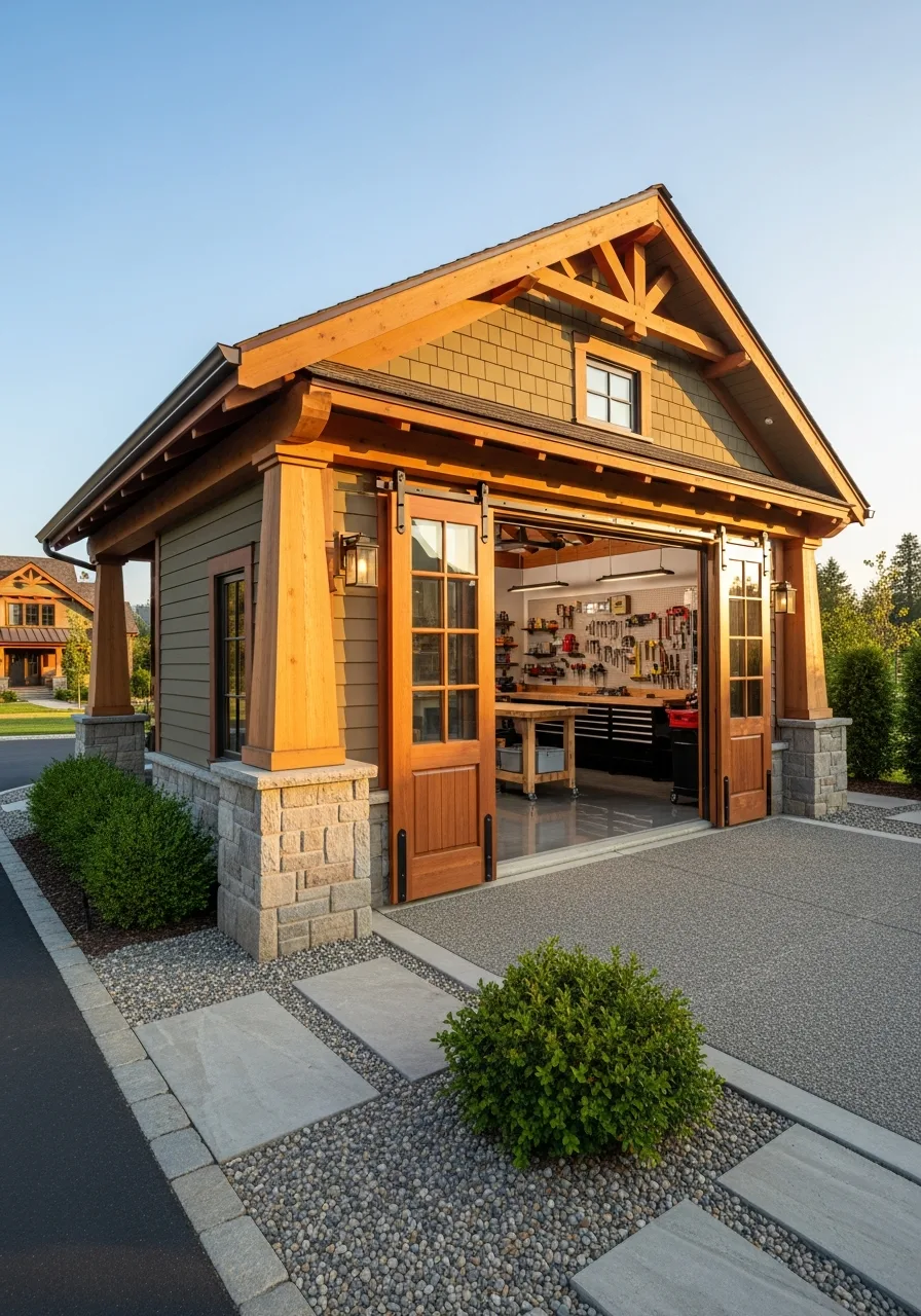 42. Craftsman Carriage House Workshop
