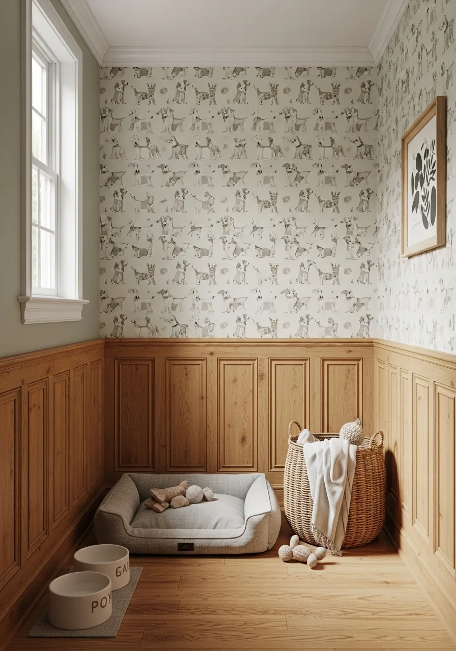 15. Dog Room With Wallpaper