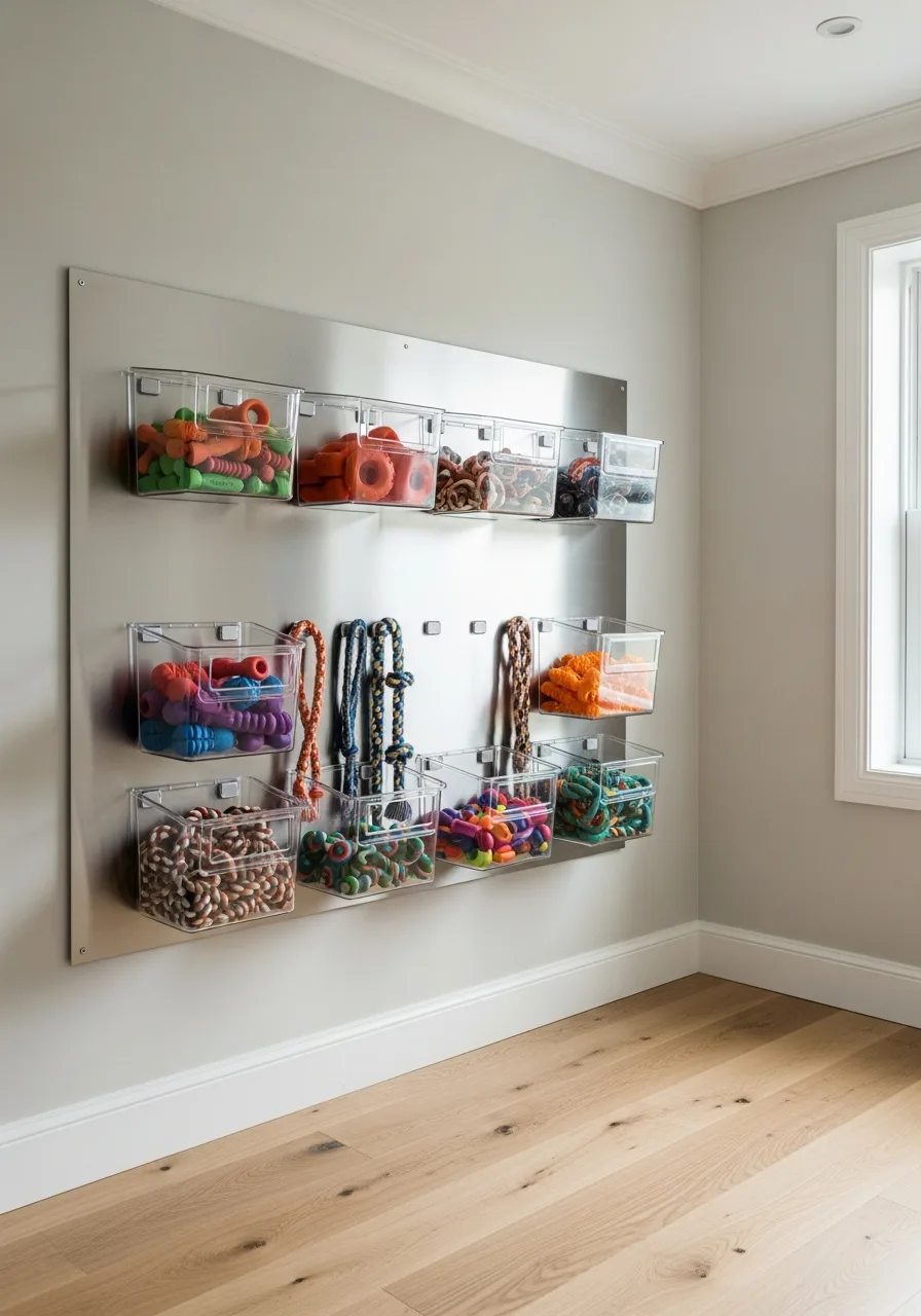 48. Magnetic Toy Storage Wall