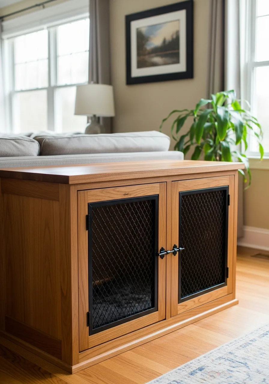 6. Dog Crate Built-In Cabinet