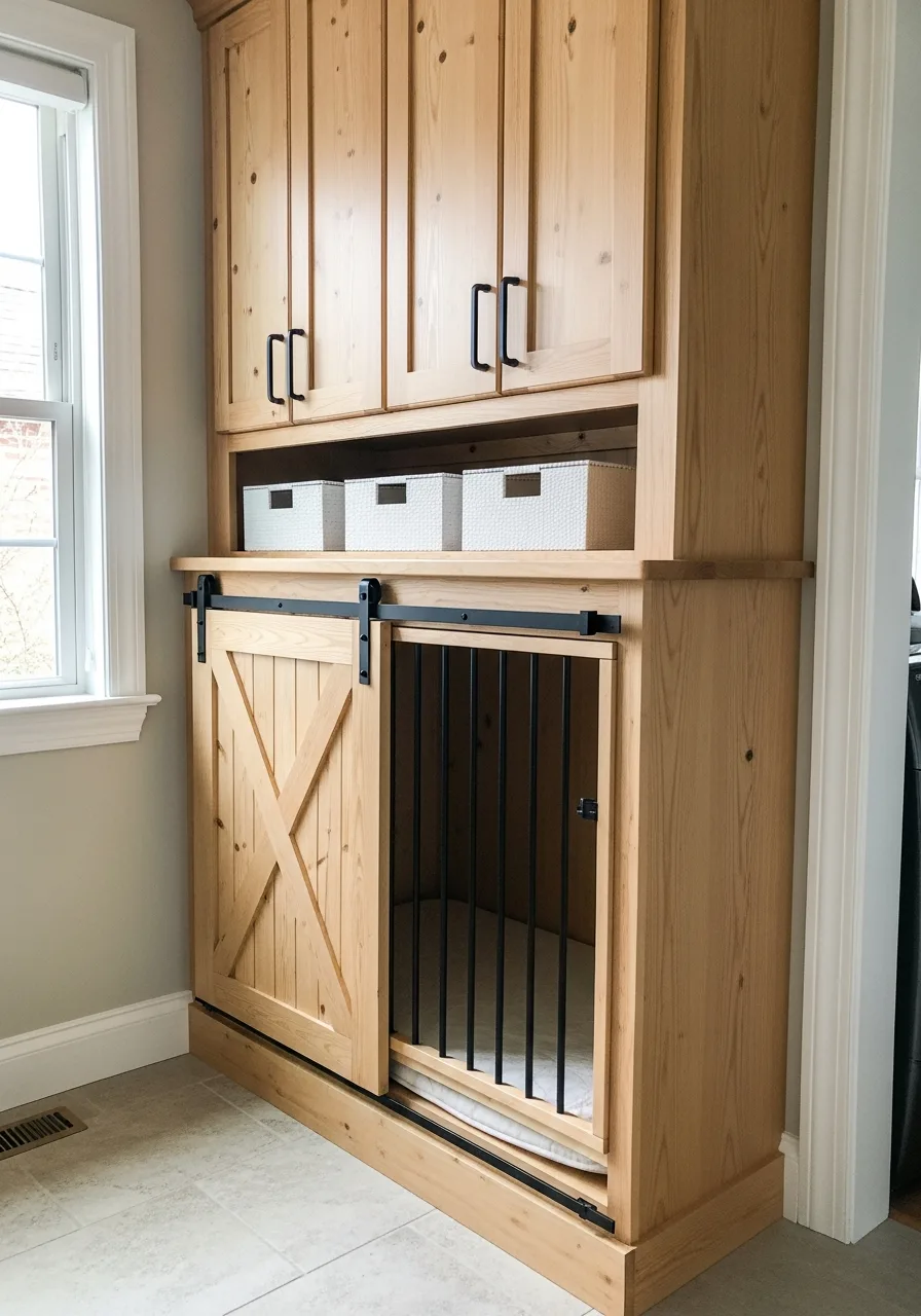 9. Built-in Farmhouse Kennel Station