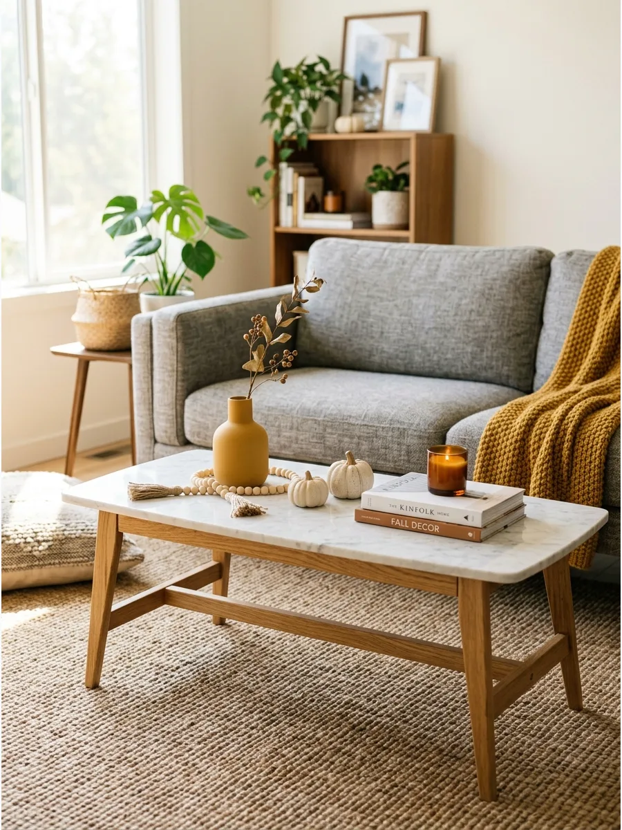 18. Mustard and Wood Coffee Table