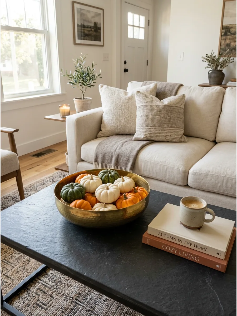 21. Brass Bowl Filled With Pumpkins