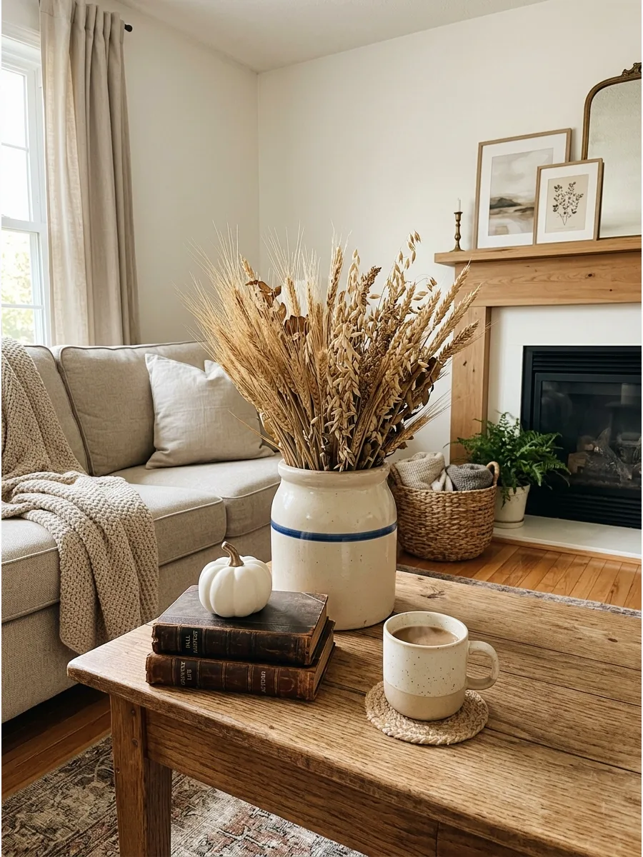 24. Vintage Crock With Autumn Stems