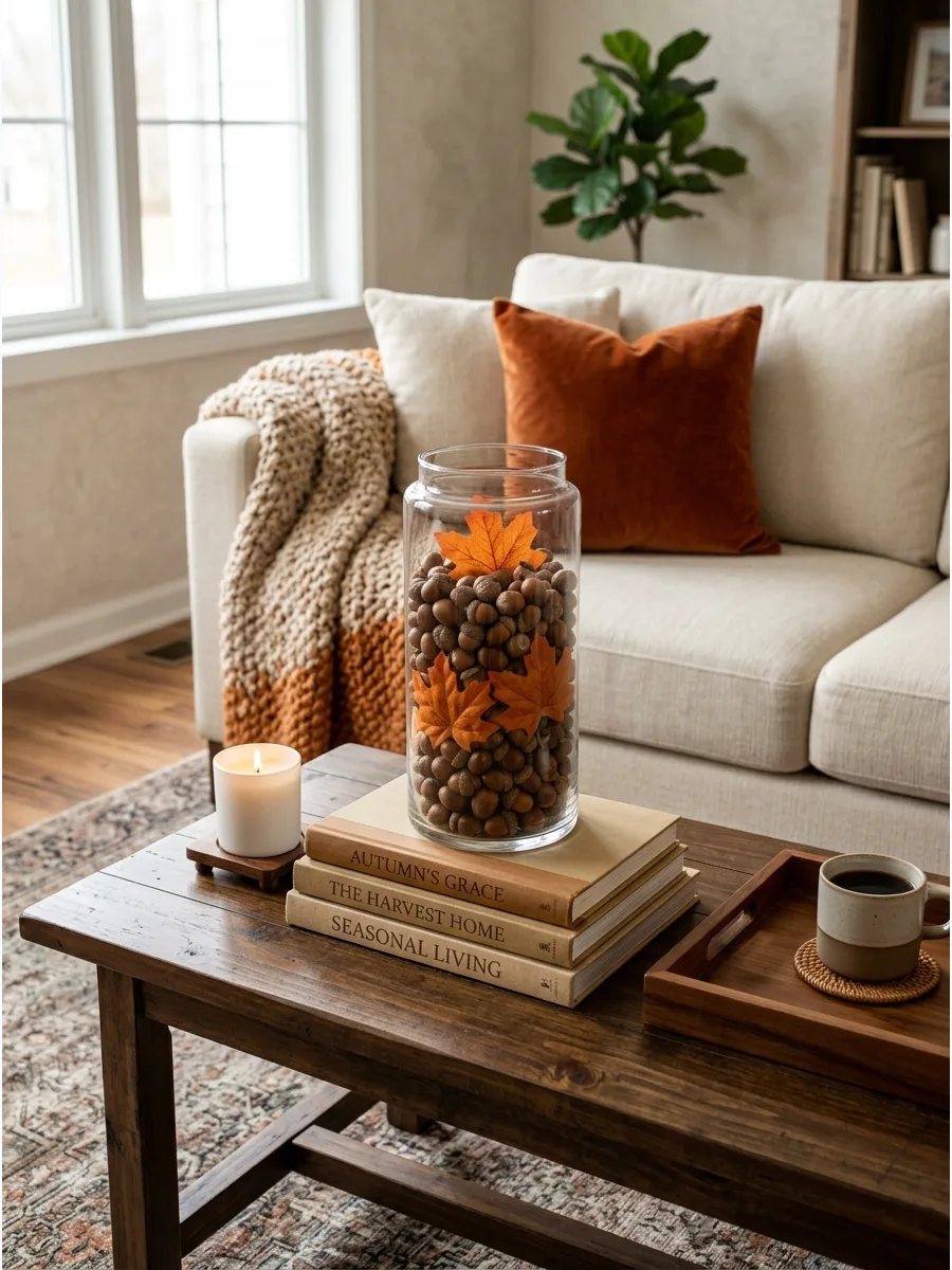 30. Acorn and Leaf Glass Jar