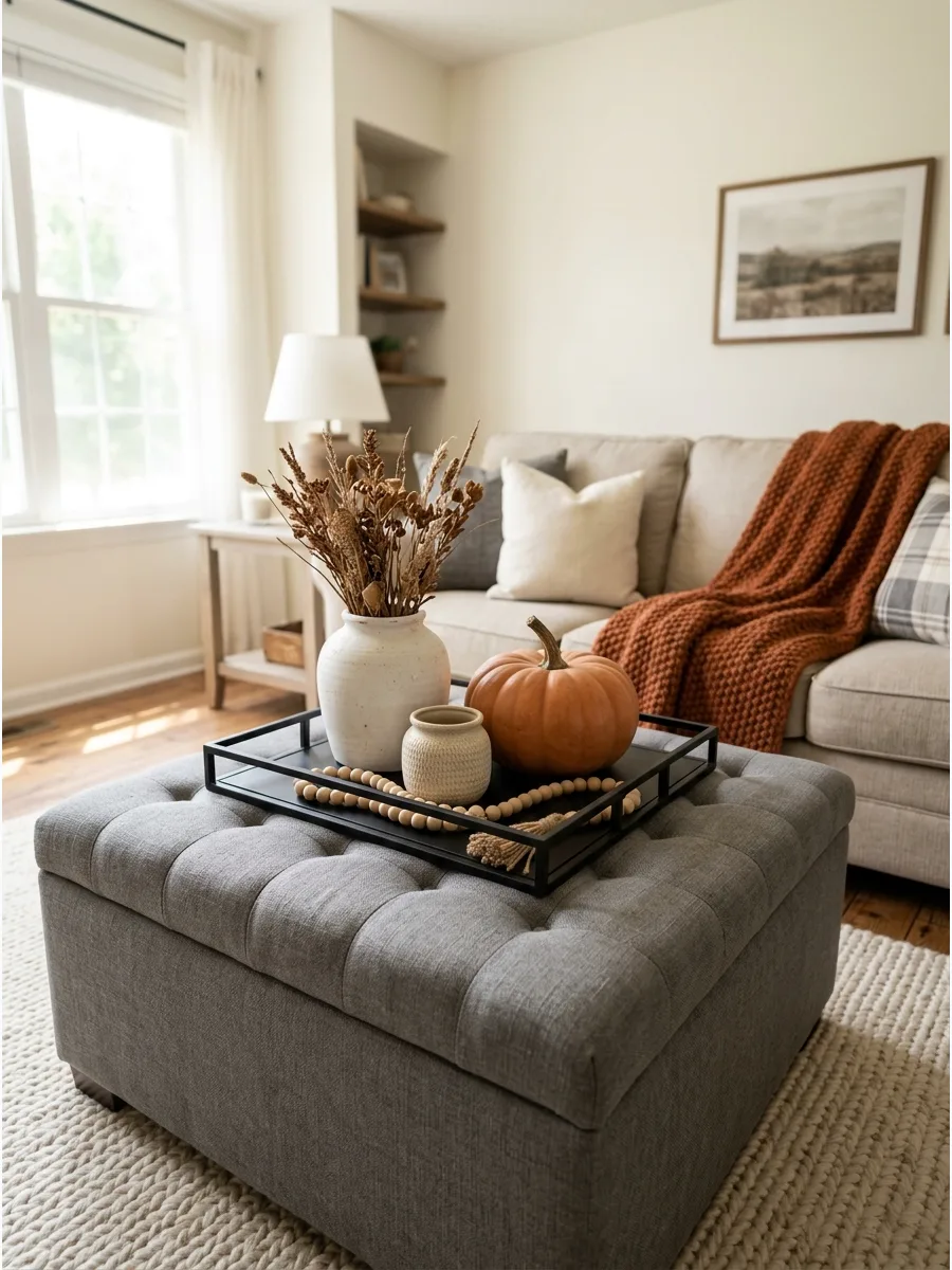 41. Ottoman Tray Fall Decor