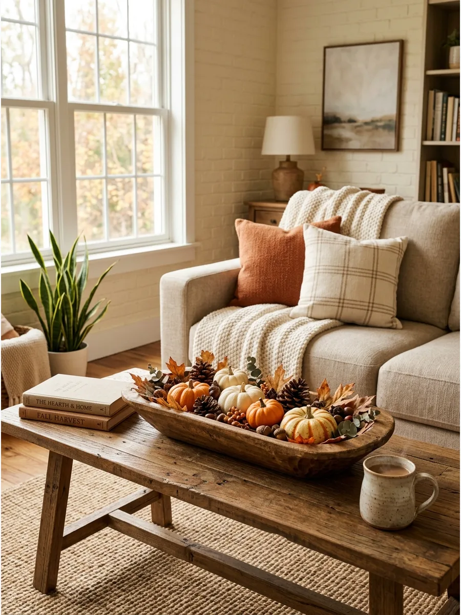 5. Rustic Dough-Bowl Centerpiece