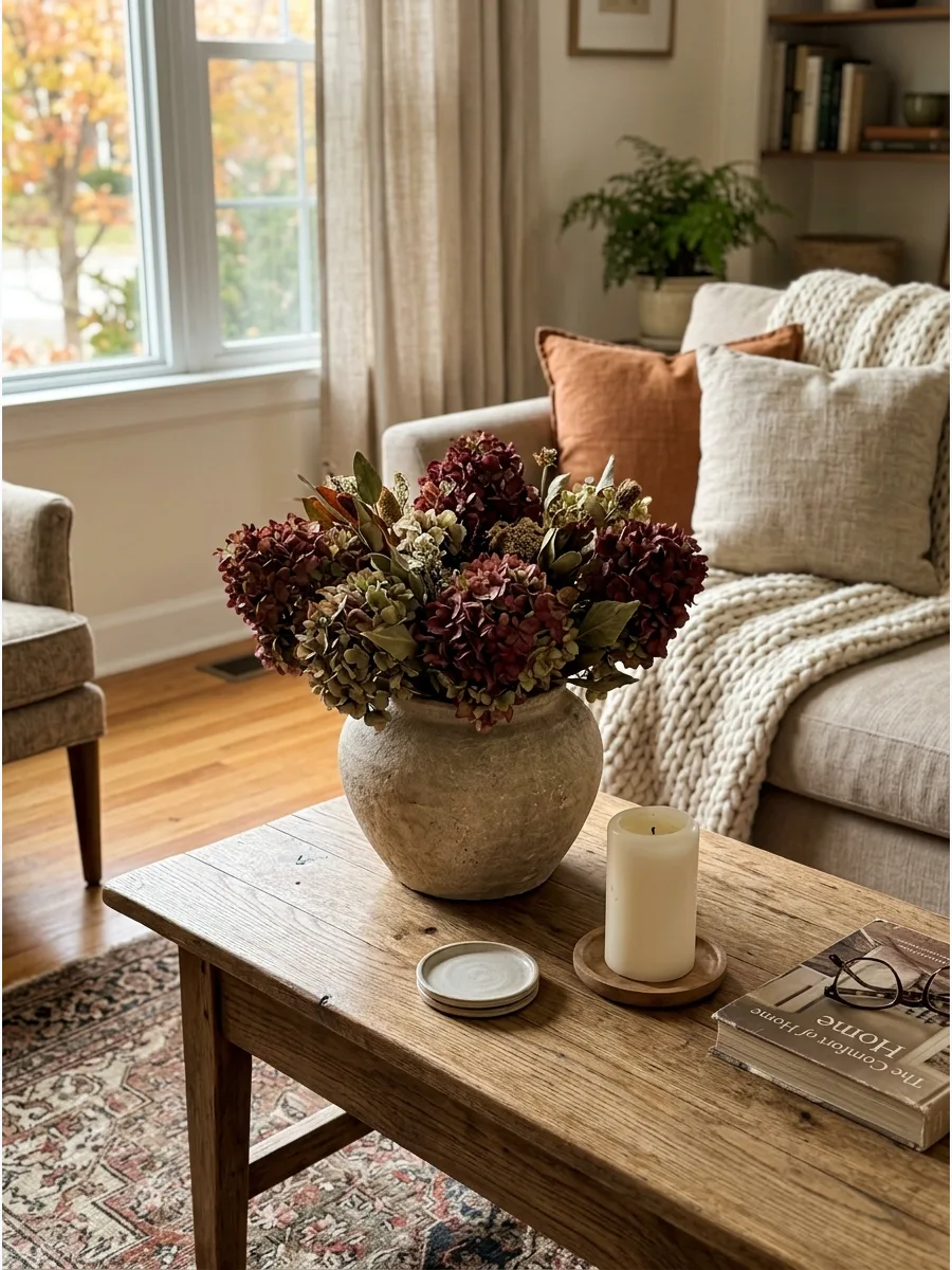 7. Dried Hydrangea Coffee Table