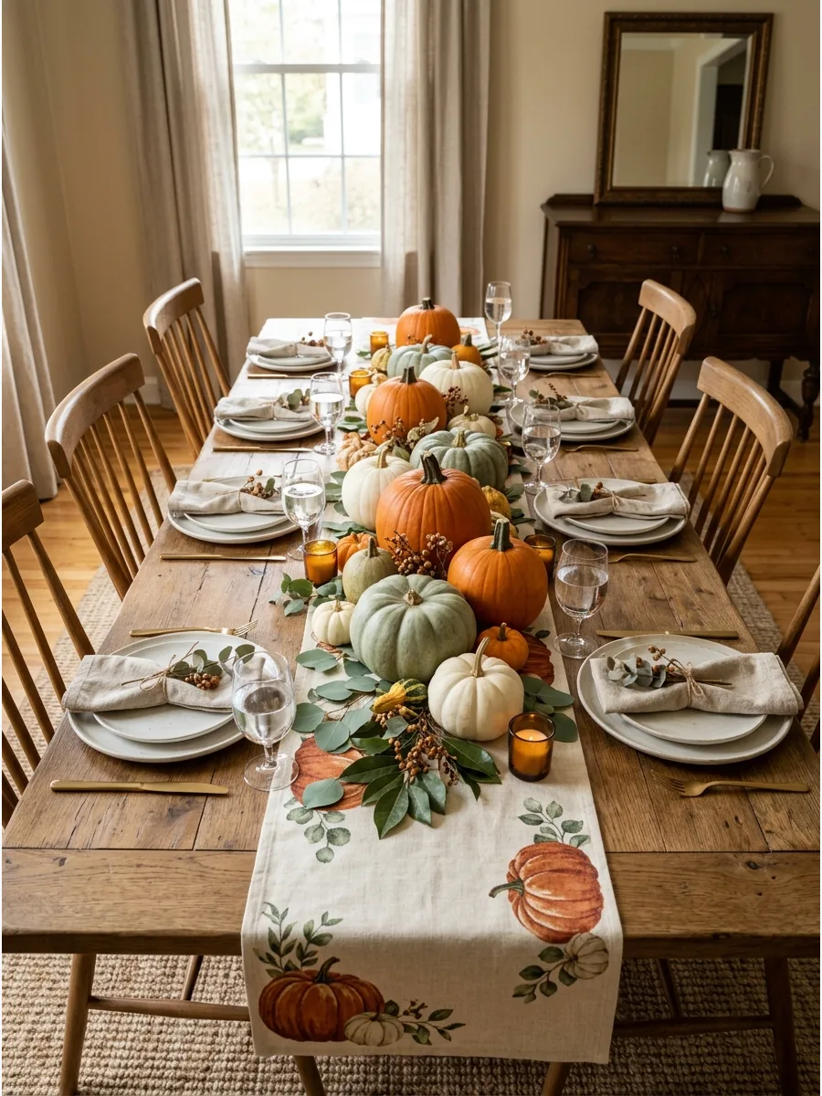 1. Classic Pumpkin Table Runner